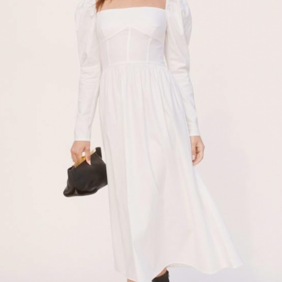 Reformation White Luce Midi Cotton Dress Small - Picture 1 of 9